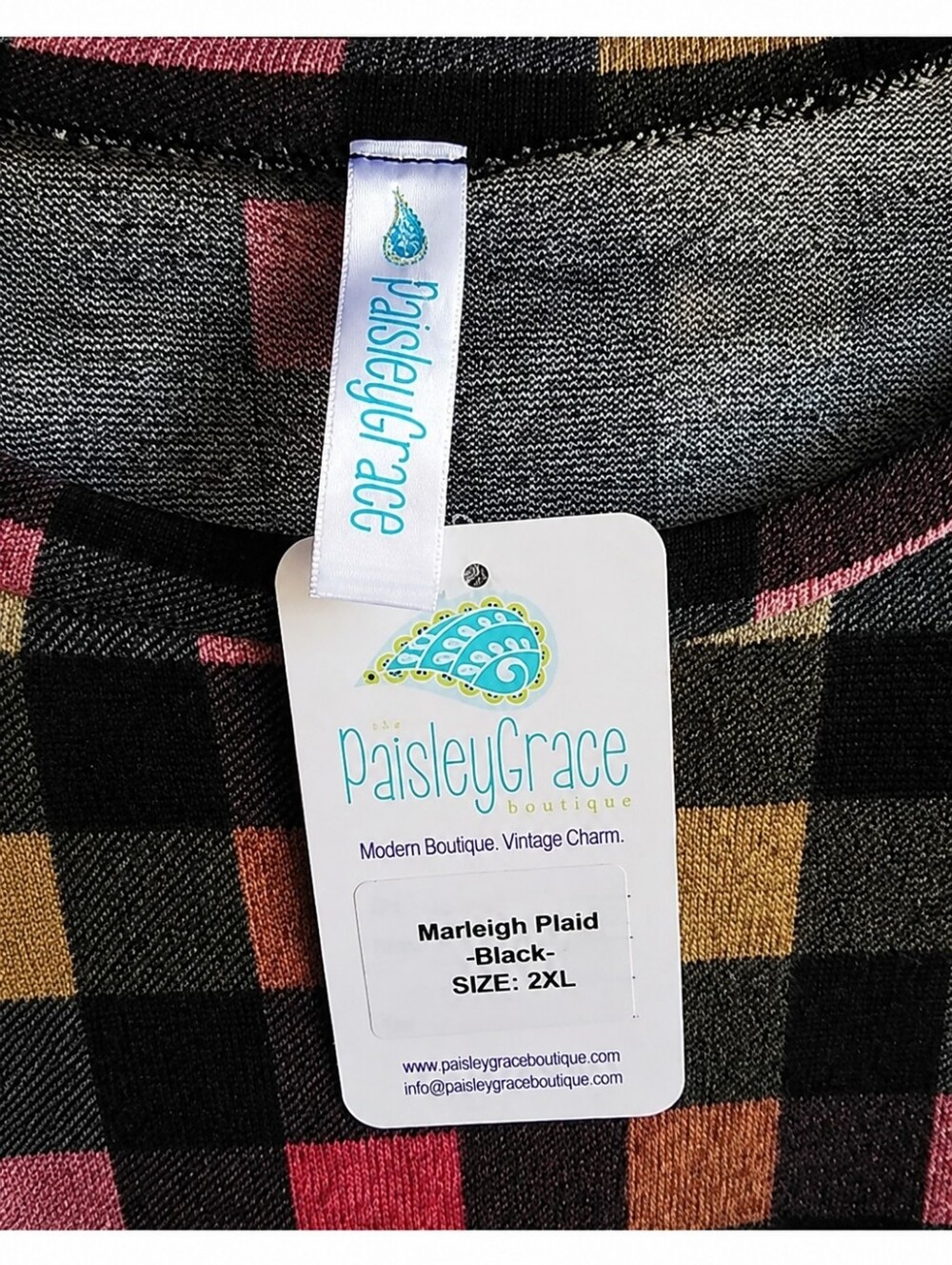 Paisley Grace Boutique Plaid Side Tie Tunic Top XXL 2X NWT Fall - Picture 2 of 9